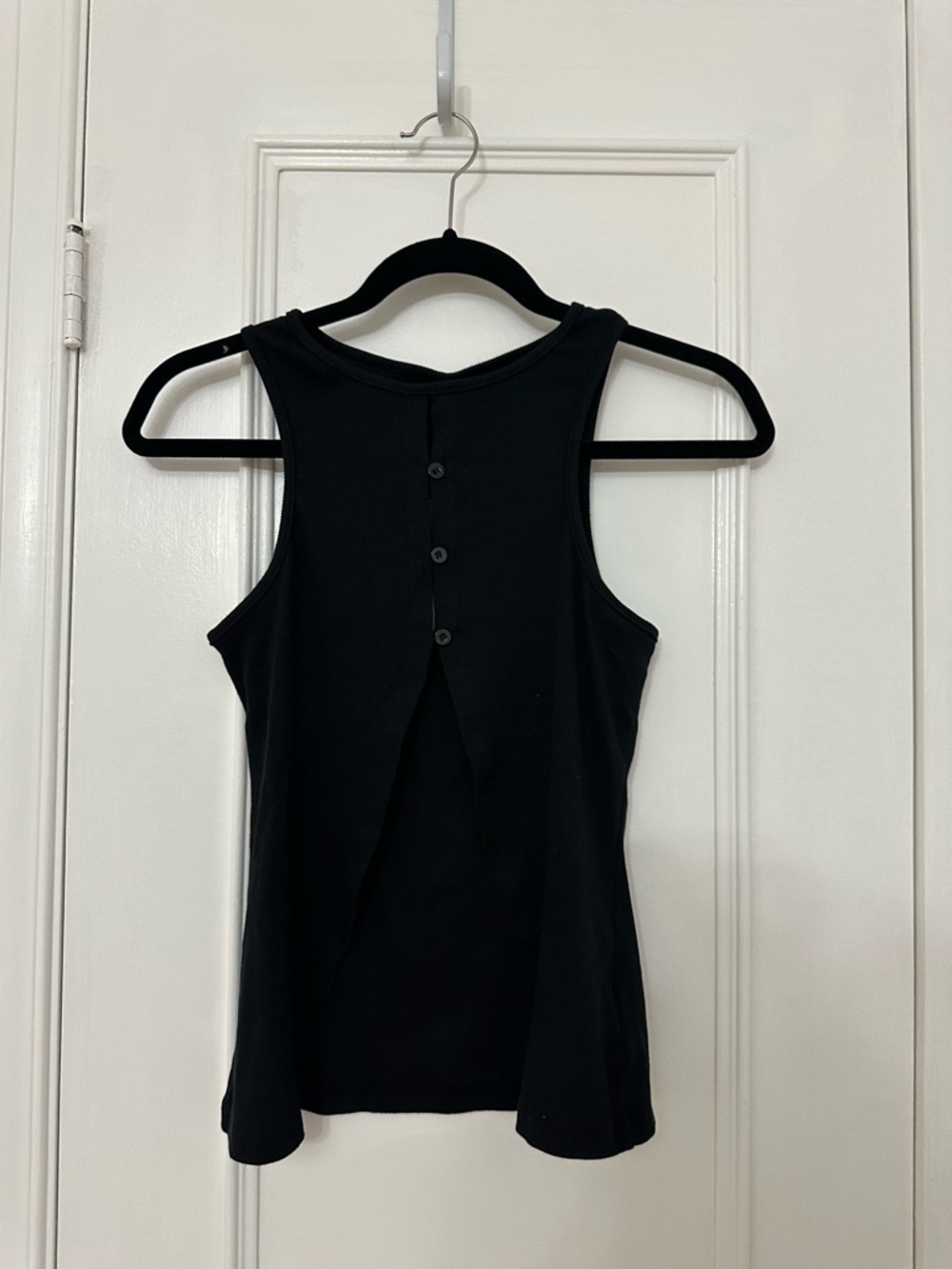 Black tank top with Button detail and open front